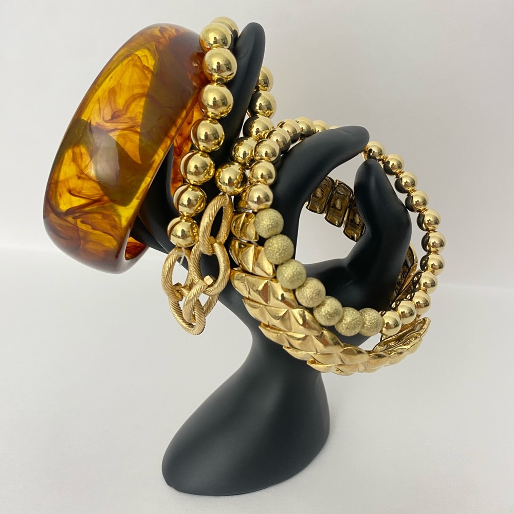 Elegant Gold and Amber Bracelet Set
